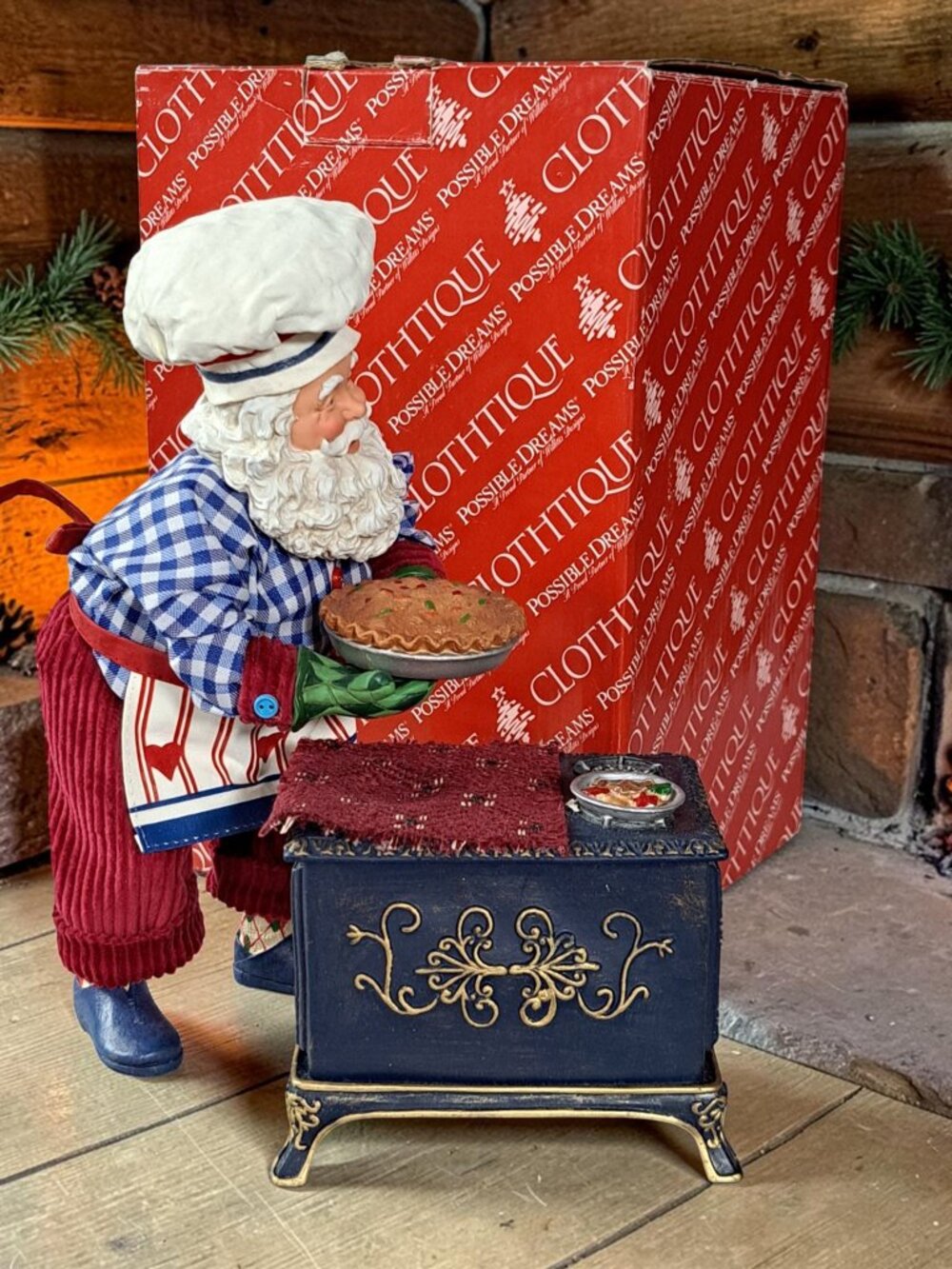 Possible Dreams Clothtique Santa Figurine Christmas Oven Lovin Santa 2 piece set